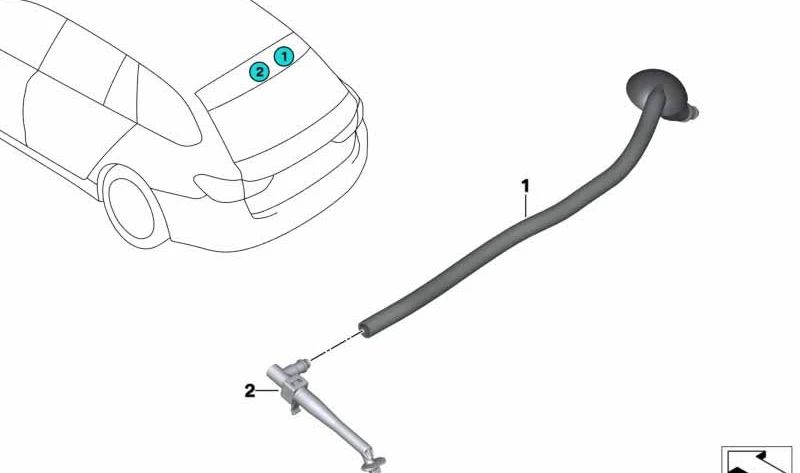 Boquilla de lavado trasero para BMW Serie 3 F31, F31N, Serie 5 G31, G31N (OEM 61687287291). Original BMW