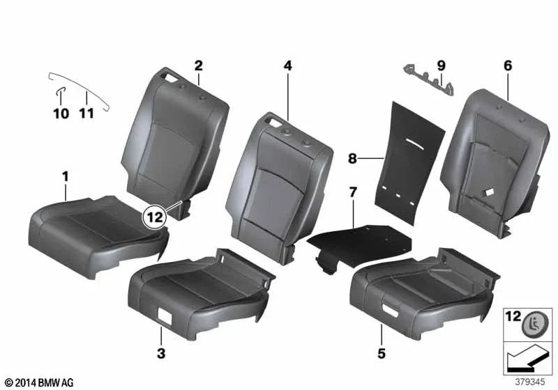 Funda Básica de Asiento de Cuero Izquierda para BMW F07 (OEM 52207231271). Original BMW