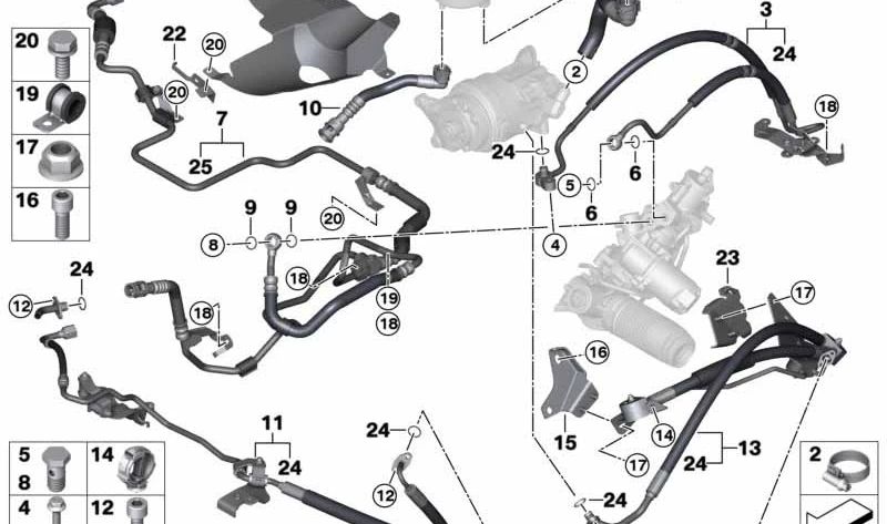 Tubería de retorno combinada OEM 32416790836 para BMW X5 E70 LCI, X6 E71 con motor N55. Original BMW.