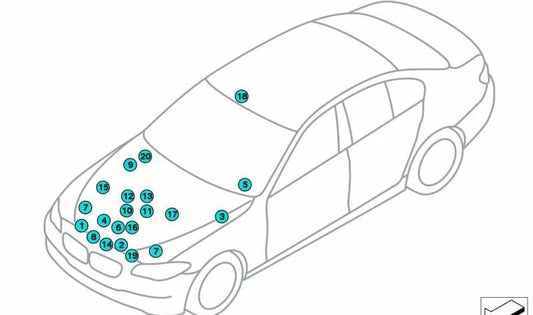 Piastra indicativa per gancio di rimorchio OEM 71217209617 per BMW F07, F10, F11, F06, F12, F13, F01, F02, F04, F25, F26, F15, F85, F16, F86. BMW originale.