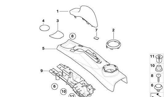Anthracite handbrake console decorative ring OEM 51167132797 for MINI R50, R53, Cabrio R52. Original MINI.