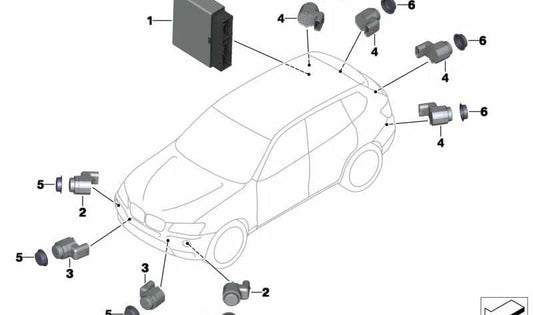 Sensor de estacionamento ultrassônico Glacier Silver OEM 66209275737 para BMW F07 F10 F11 F06 F12 F13 F01 F02 F04 F25 BMW originais.