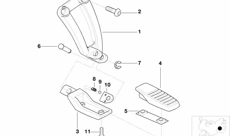 Descansa-pies izquierdo OEM 46717654393 para motos BMW R 850 C, R 1200 C, R 1200 C Montauk, R 1200 C Independent. Original BMW Motorrad.