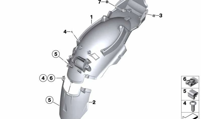 Tapacubos trasero OEM 46627682856 para motos BMW R 1200 RT, R 900 RT. Original BMW Motorrad.