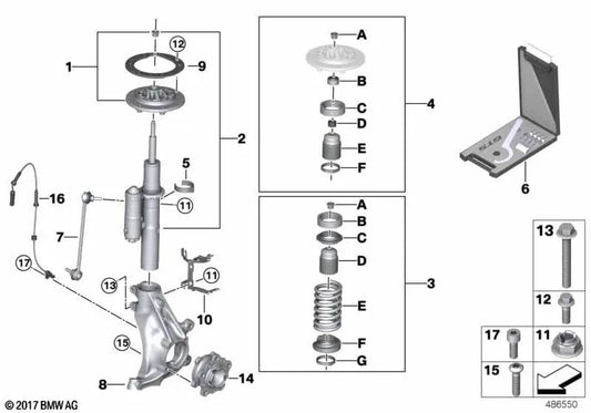Soporte giratorio izquierdo OEM 31219500209 para BMW M4 GTS F82. Original BMW.