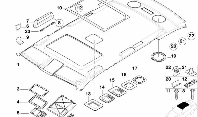 Asa de techo trasera derecha (OEM 51168245910) para BMW Serie 5 (E39). Original BMW.
