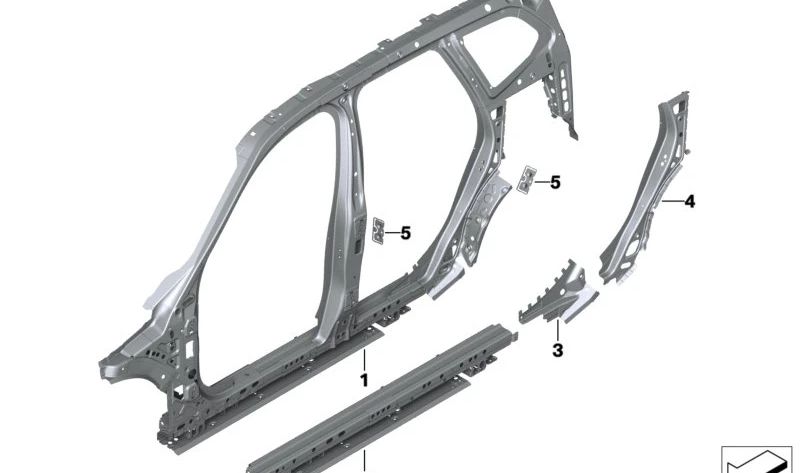 Refuerzo entrada derecha OEM 41215A52CA6 para BMW X1 U11 {X1 16i, 18d, 18i, 20d, 20i}. Compatible con modelos desde 2022. Pieza original BMW.