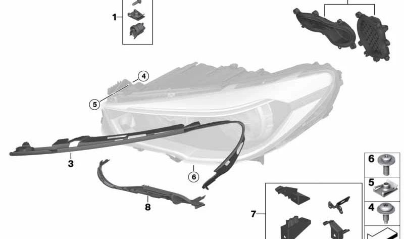 Guide gauche avec Faro Story OEM 63117349293 pour BMW F07N. Pièce BMW originale.