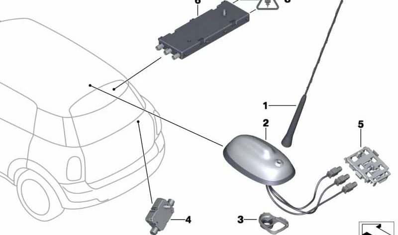 Antena de techo OEM 65209803842 para MINI R60 y R61 (todos los modelos compatible). Original MINI.