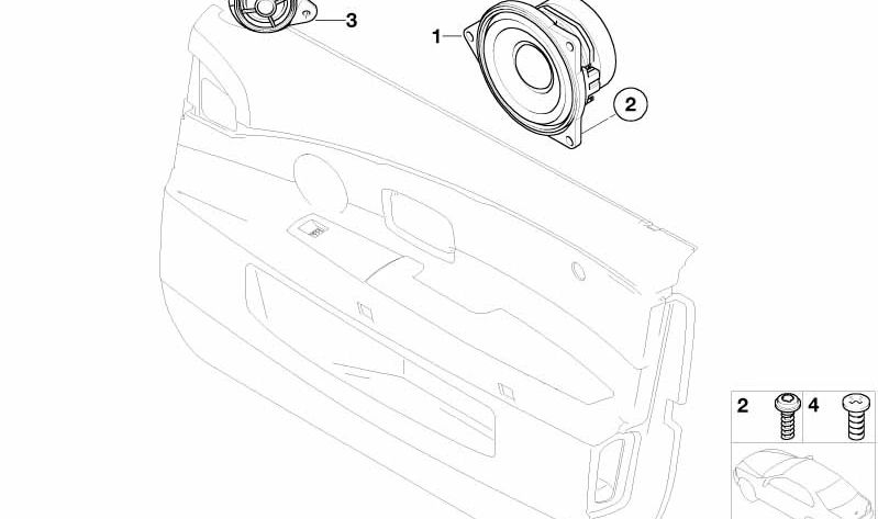 Altavoz central HiFi OEM 65139143153 para BMW E81, E82, E87, E90, E60, E61, E65, E66, E84 y MINI R55, R56, R57. Original BMW y MINI. Ideal para mejorar sonido del sistema de audio.