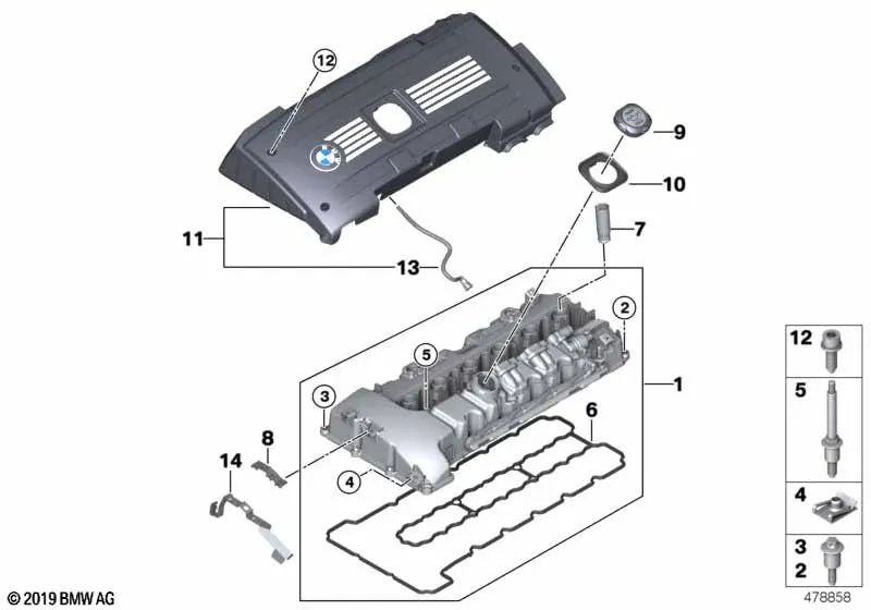Parafuso ASA OEM 11127544369 para BMW E82, F20, E90, F30, F10, X1, X3, X5... e muito mais. BMW genuíno.