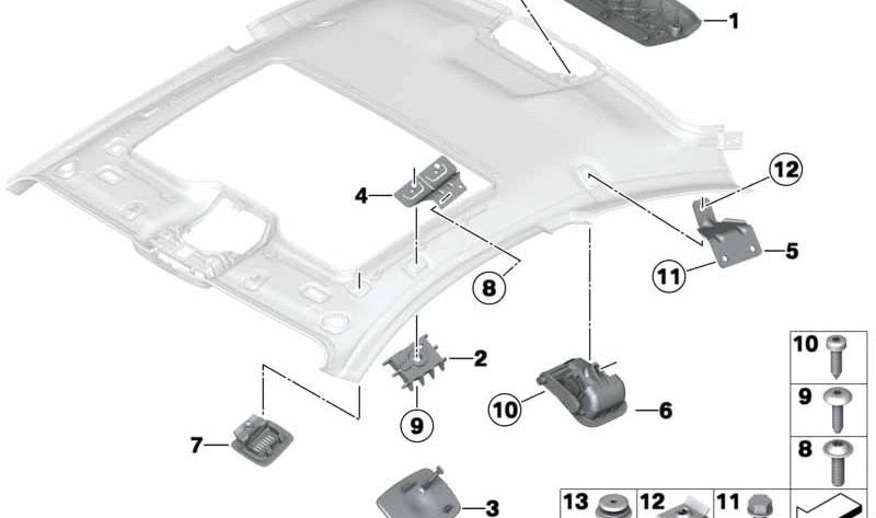 Soporte techo interior OEM 51447260819 para BMW F13. Original BMW.