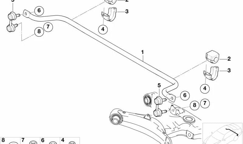 OEM Heckstabilisierungsstange 33551097005 für BMW X5 E53. Original BMW.