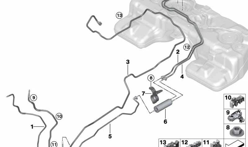 Heck -Kraftstoff -Fortschrittskanal für BMW X5 F95, G05, X6 F96, G06 (OEM 16127439949). Original BMW