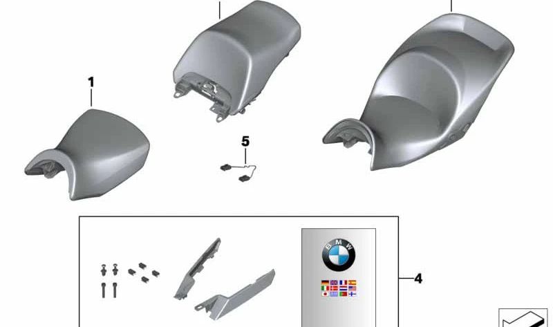 Kit montaje asientos individuales OEM 77348520028 para motos BMW K1600 GT, K1600 GTL (K48). Original BMW Motorrad.