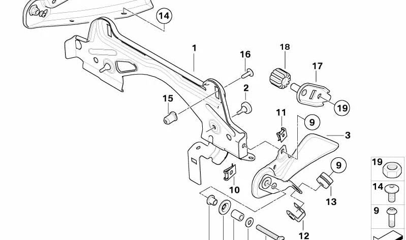 Soporte del depósito delantero izquierdo OEM 16117691029 para BMW Motorrad K1200 GT, K1300 GT. Original BMW Motorrad.