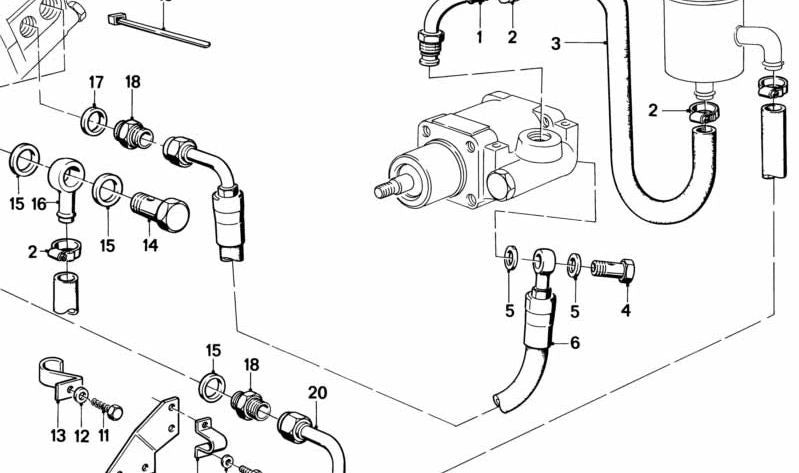 Abrazadera OEM 07119977248 para BMW E21, E12, E24. Pieza original BMW, utilizada en sistemas de dirección asistida y líneas de aceite. Ideal para mantenimiento o sustitución exacta en modelos clásicos BMW.
