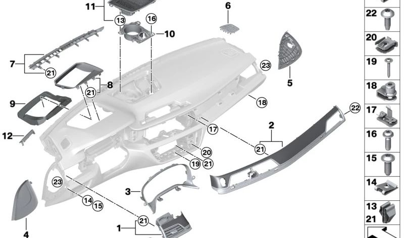 Fineline/Metal dashboard trim for BMW G11, G12. Original BMW. OEM 51458068694.