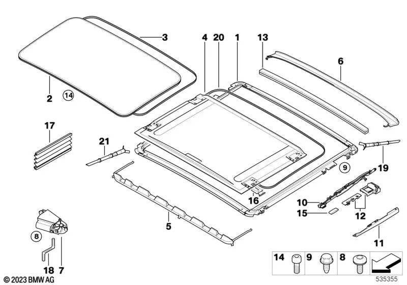 Vedação de borracha do teto solar antracite OEM 54108036477 para BMW E81, E87, F20, F30, F32, X4 F26... e muito mais. BMW genuíno.