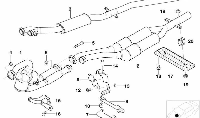 Soporte del sistema de escape OEM 18212247981 para BMW E39 525d y 530d. Compatible con modelos fabricados entre 1998 y 2003. Original BMW.