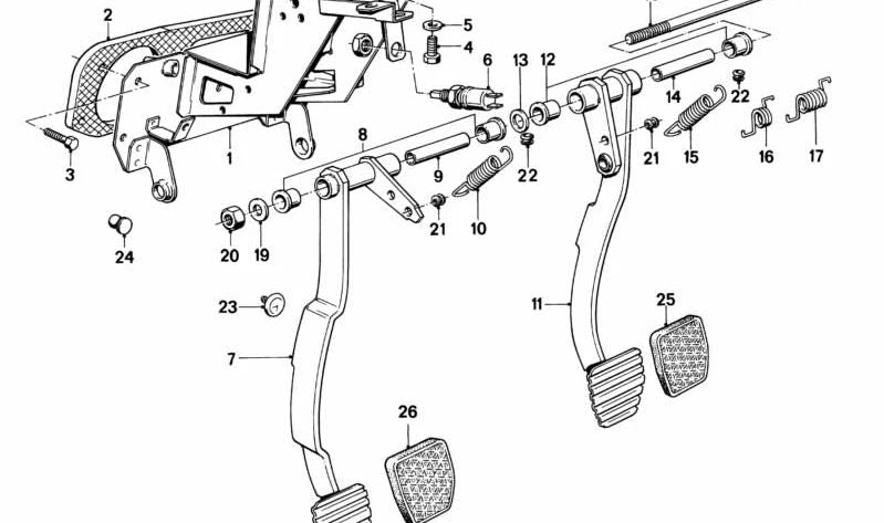 Muelle de retorno del pedal de freno OEM 35211102383 para BMW 114 {1502, 1600, 1600ti, 2002, 2002ti, 2002tii, 1802}. Original BMW.