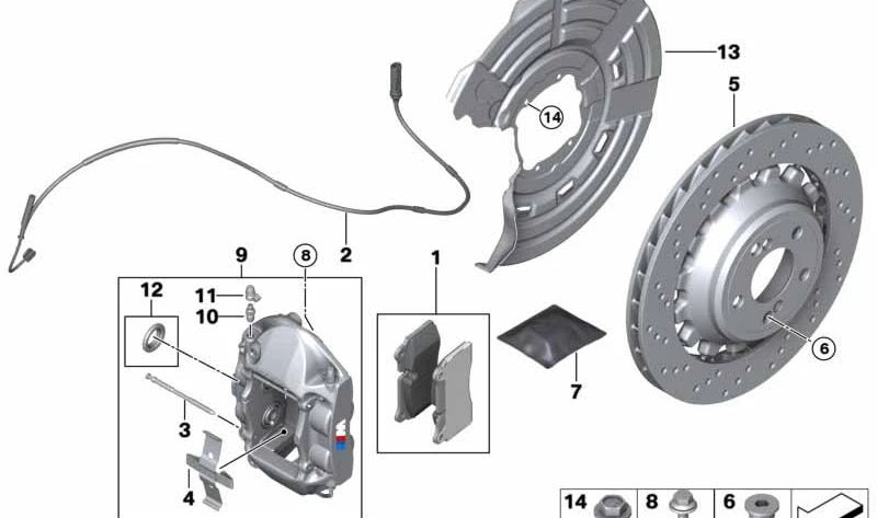 Juego de juntas para pinza de freno OEM 34217850468 para BMW F87, F80, F82, F83 (todos los modelos compatibles). Original BMW.