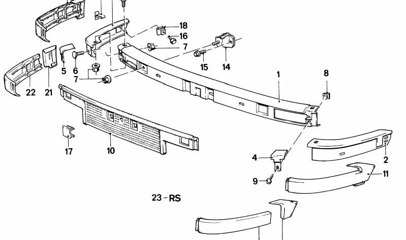 Paragolpes delantero izquierdo imprimado OEM 51111959907 para BMW E30. Original BMW.