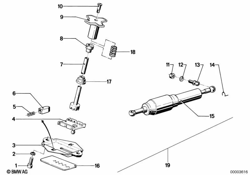 Steering Damper for BMW (OEM 31421232361). Original BMW.