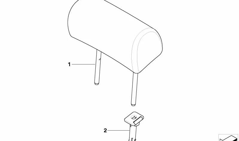 Guía derecha del respaldo OEM 52203410628 para BMW X3 E83 (todos los modelos: 1.8d, 2.0d con motor M47S, N47 y transmisión manual o automática). Original BMW.