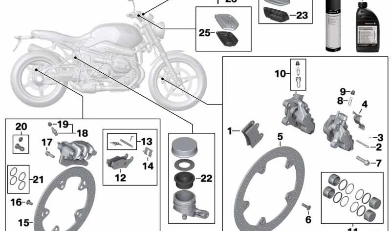 Clip OEM 34117696597 para BMW Motorrad R nineT (Pure, Racer, Scrambler, Urban G/S, estándar). Pieza original BMW Motorrad.