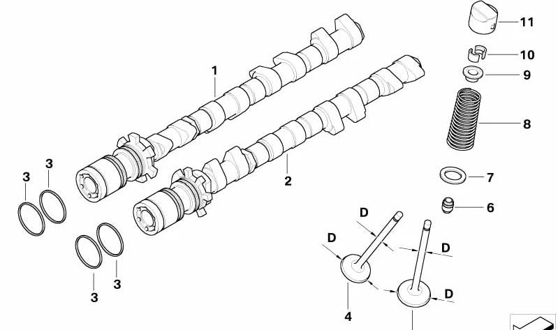 Arbre à cames d'admission pour BMW E90, E92, E93 (OEM 11317838187). BMW d'origine