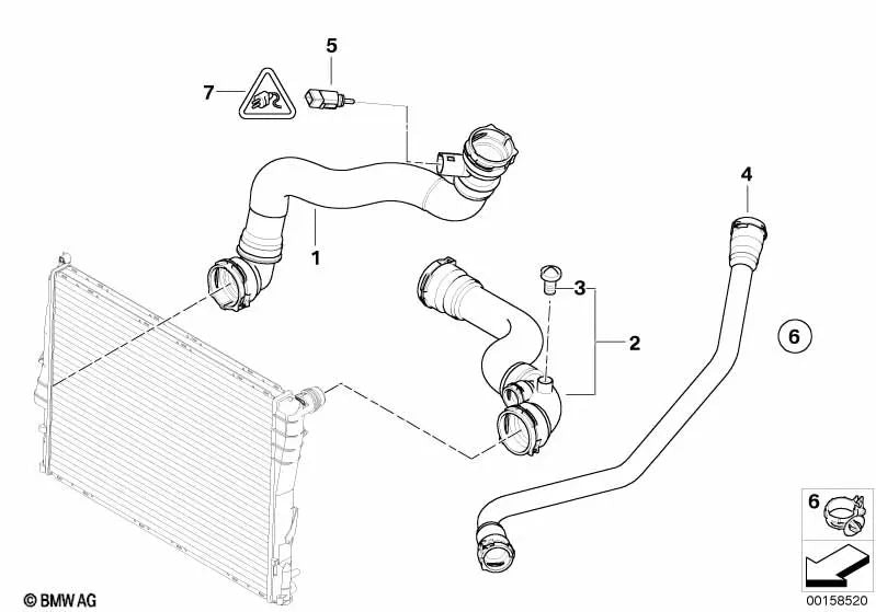 Manguera de agua para BMW Z4 E85 (OEM 17127514405). Original BMW