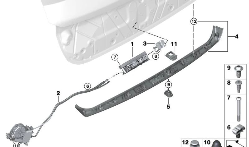 Backsteinschloss für BMW G26, F96, G06 (OEM 51249463391). Original BMW
