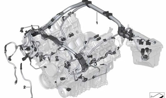 OEM motor wiring 12517619595 for BMW X5 E70 and X6 E71. Original motor harness, essential for the engine module. Compatible only with these models. Original BMW product.