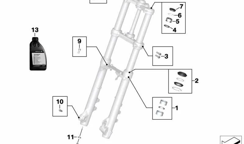 Kit de junta horquilla telescópica OEM 31428358444 para motos BMW F750GS, F800GS. Original BMW Motorrad.