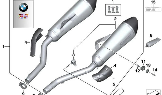 Silenciador deportivo izquierdo OEM 77118356996 para motos BMW K 1600 GT, K 1600 GTL, K 1600 GTL Exclusive. Original BMW Motorrad.