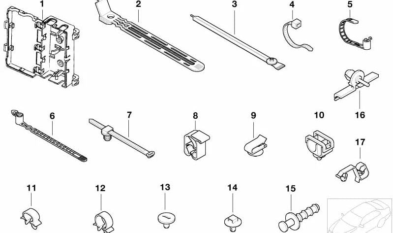 Brida sujetacables OEM 61136911685 para BMW E65 y E66. Pieza original BMW. Ideal para fijar cables en el vehículo de forma segura y ordenada.