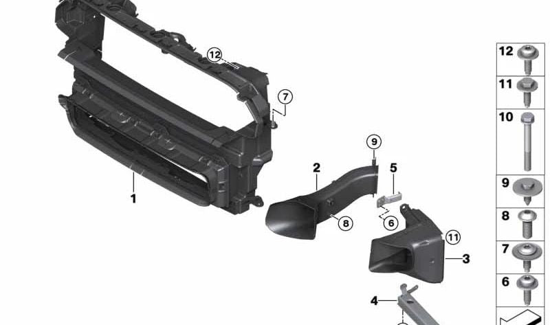 Guía de aire del radiador OEM 51747494894 para MINI Countryman F60, F60 LCI. Original MINI.