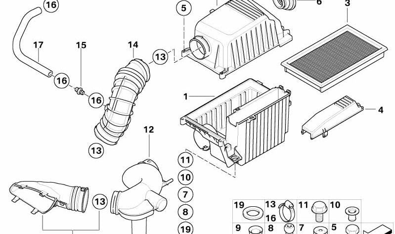Tapa del silenciador de admisión OEM 13721491742 para MINI R52 y R53 (Cooper y Cooper S). Original MINI.