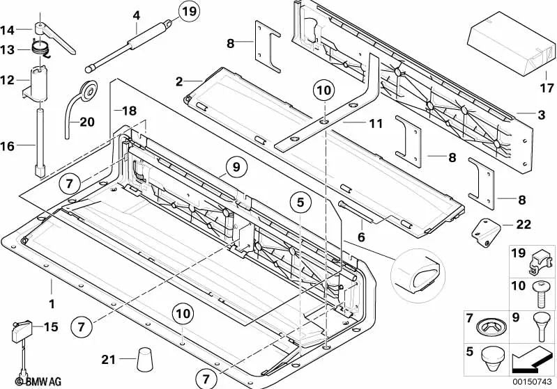 Assorbitore di shock a gas sinistro per BMW E64, E64N (OEM 51177117835). BMW originale.