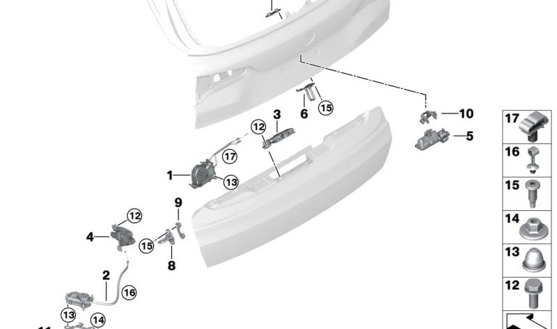 Asistente de cierre automático para maletero OEM 51247441630 para BMW G05, F95, G07, G18. Original BMW.