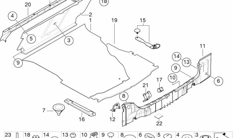Alfombrilla de maletero OEM 51478232347 para BMW E46. Original BMW.