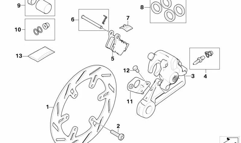 Conjunto de pastilhas de freio traseiro OEM 34217717324 para motocicletas BMW G 450 X (K16). Originais BMW Motorrad.