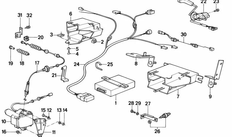 Soporte fijación control de velocidad OEM 65711373014 para BMW E28. Original BMW.