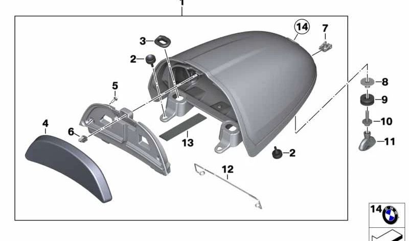 OEM rear cover 52539480703 for BMW Motorrad R Ninenet, R Nine Pure, R Nine Racer, R Ninenet Scrabler, R Ninenet Urban G/S. Original BMW Motorrad.