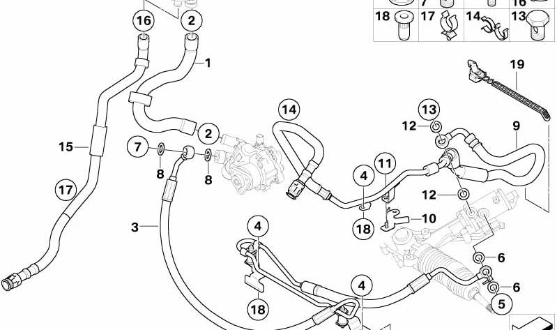 Dilatable Tube Assistance Direction OEM 32416777301 pour BMW E60 520I et 520LI avec moteur N46T. Compatible avec les modèles automatiques et manuels. BMW d'origine.