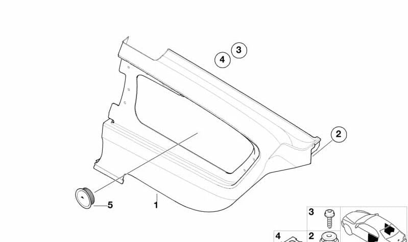 Panel lateral trasero derecho OEM 51437890728 para BMW E46 M3 {BL91, BL92}. Original BMW. Color antracita.