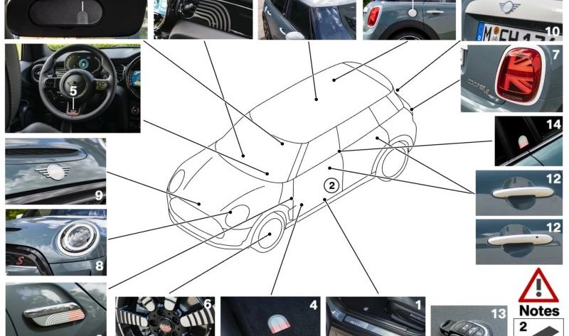 Embellecedor entrada puerta delantera derecha OEM 51475A5F522 para MINI F54 Cooper, Cooper D, Cooper S (producción 07/2019 - 02/2024). Original MINI.