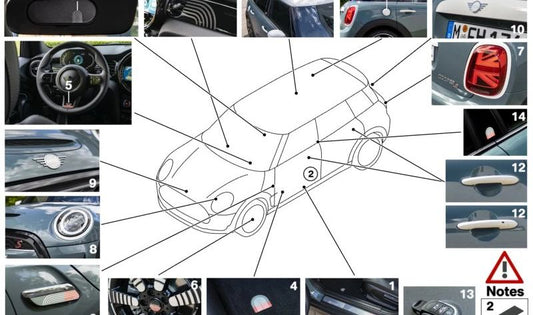 Embellose rechte Haustür OM 51475A5F522 für Mini F54 Cooper, Cooper D, Cooper S (Produktion 07/2019 - 02/2024). Original Mini.