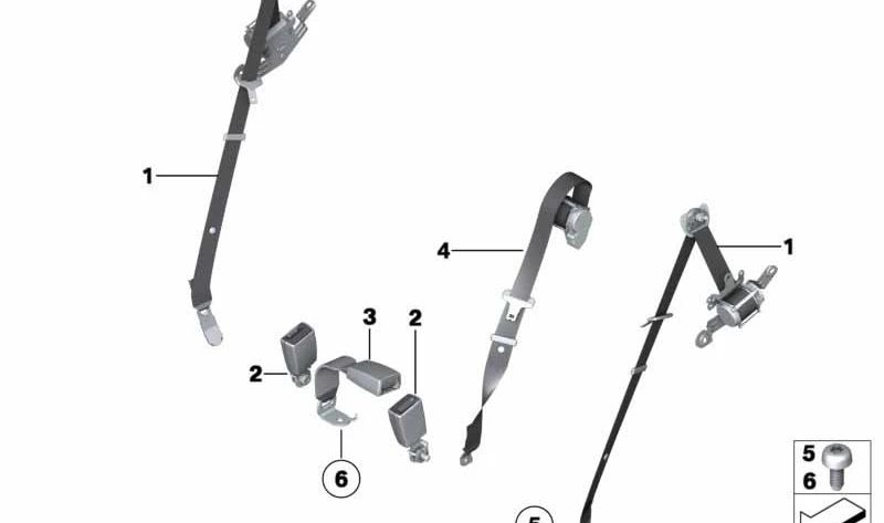 Cinturón de seguridad trasero OEM 72119159298 para BMW F07 y F07N. Original BMW.